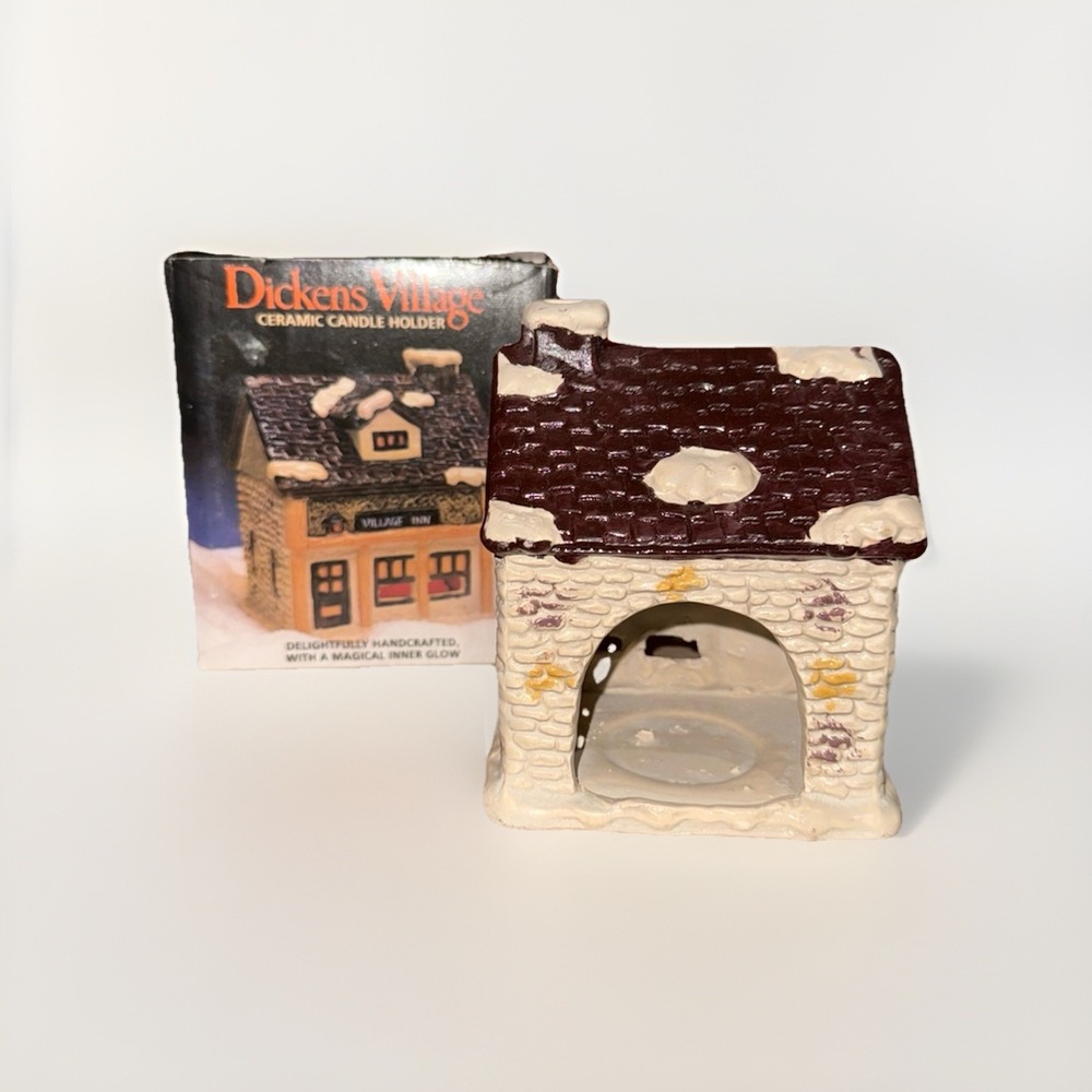 Dickens Village Handcrafted Ceramic Candle Holder Village Inn Christmas Decor - Picture 4 of 5